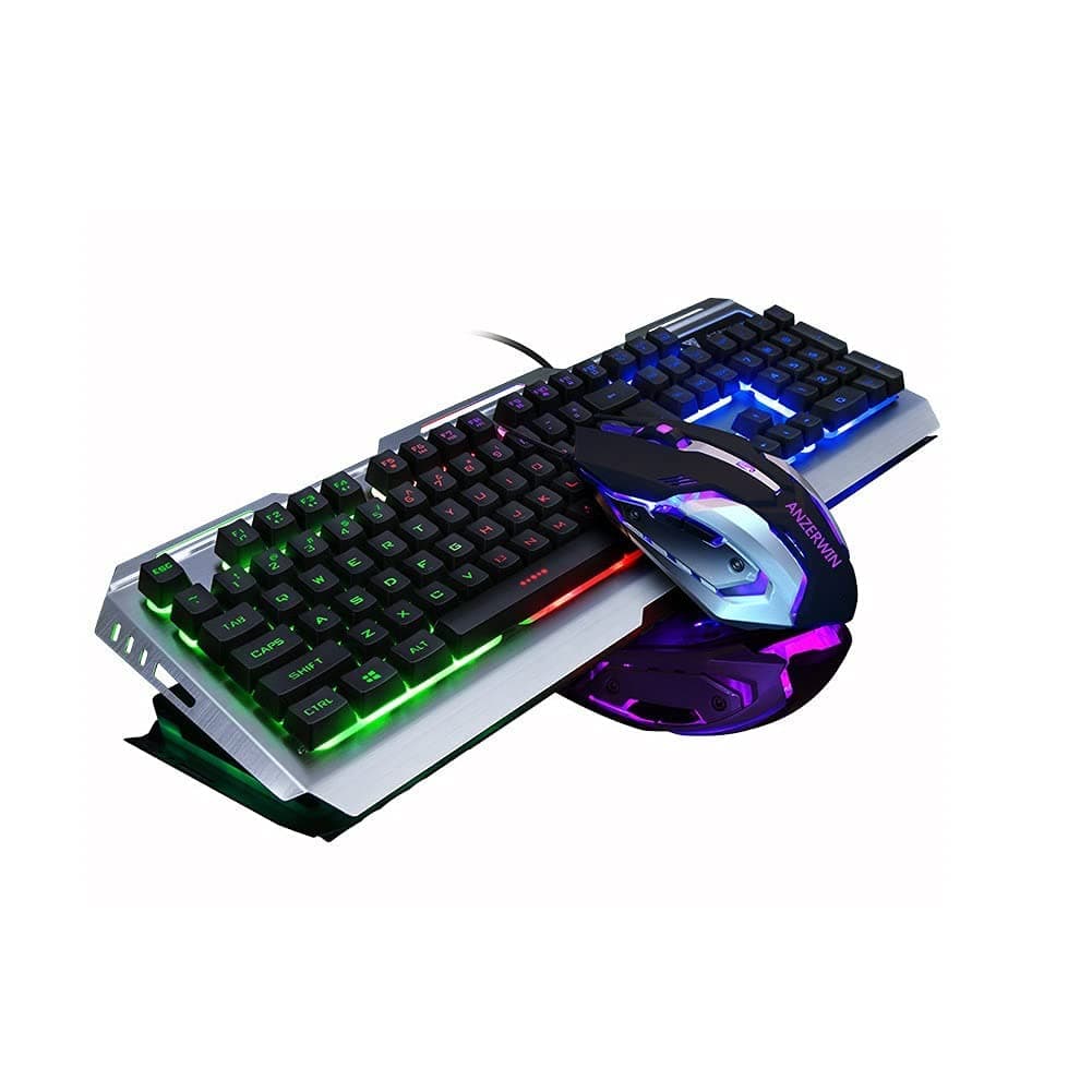 Smilee Gaming Keyboard and Mouse Combo Large Mouse Pad Mechanical Feel RGB Backlit 3200 DPI Mouse for Windows PC (Keyboard and Mouse Set) (Black RGB)