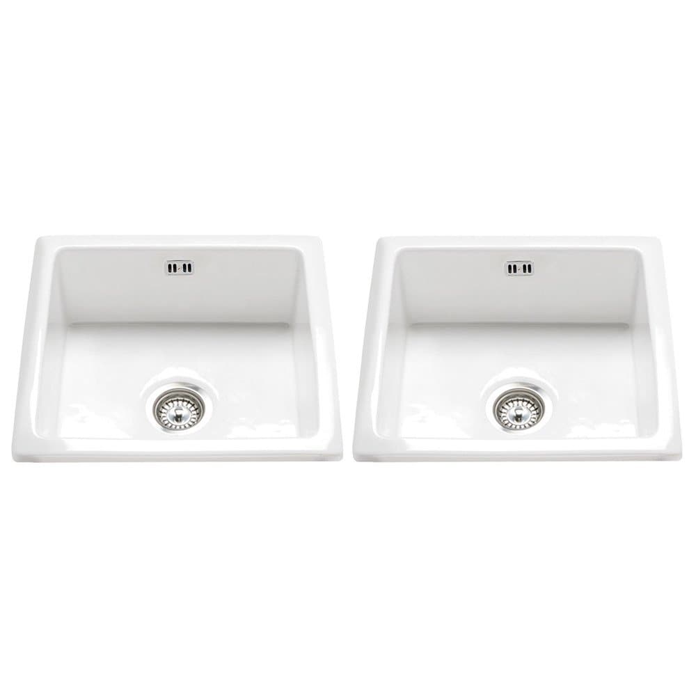 Hampton 200 2.0 Bowl White Ceramic Undermount/Inset Kitchen Sink & Waste