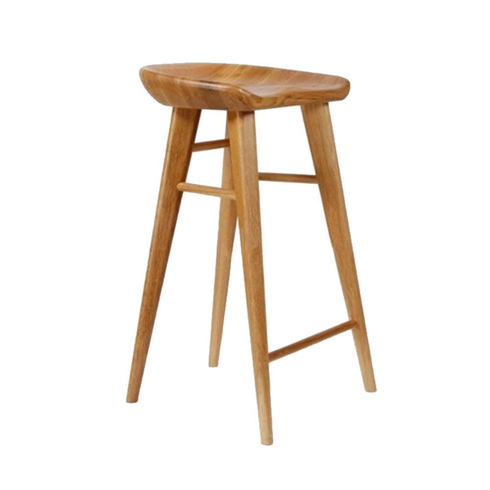 FanXus Stools Nordic Style Bar Solid Wood Bar Ergonomic Lounge Chair, Teak Color Durability (Size : 75cm) (65cm) Made in China
