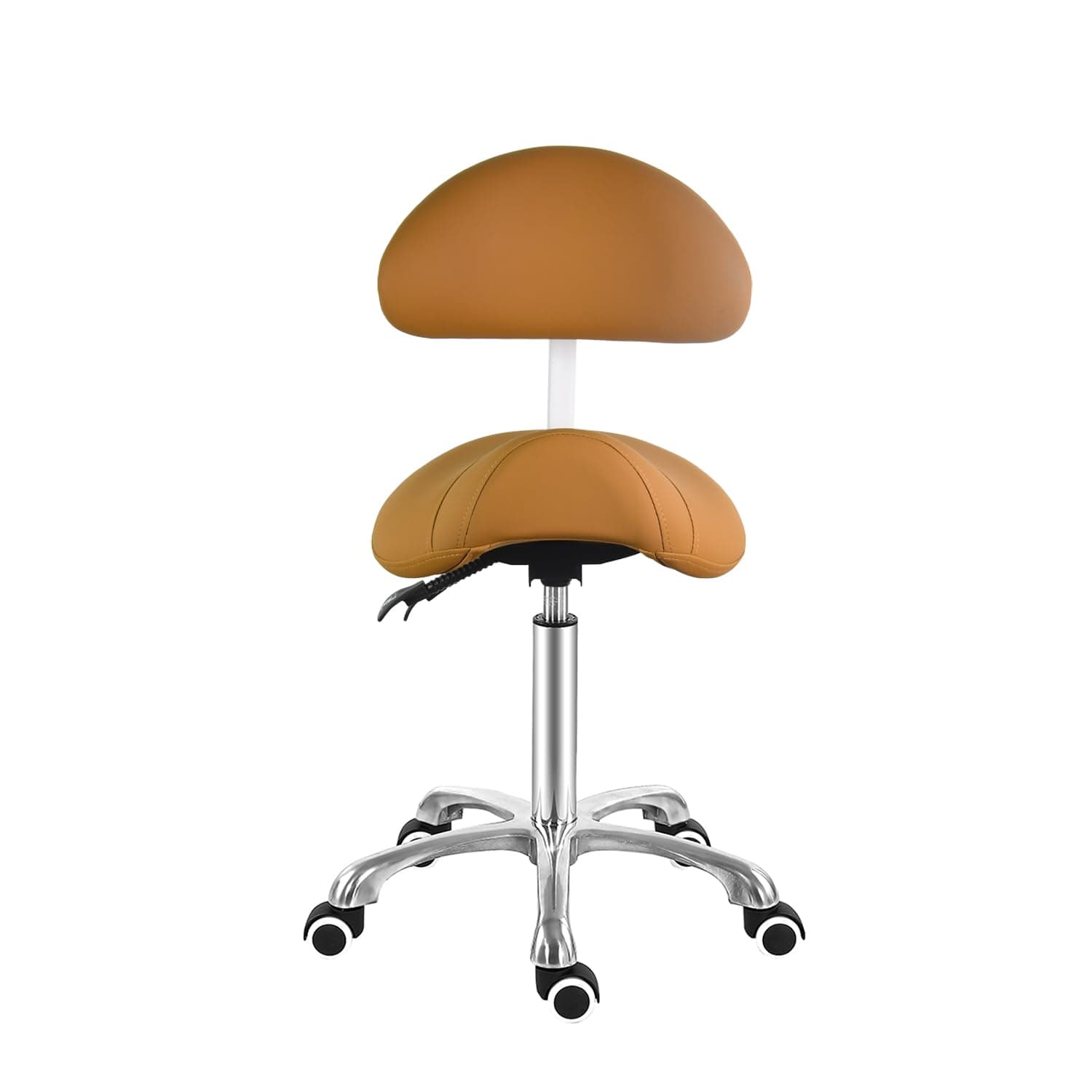 Antlu Saddle Stool Chair with Back Support, Ergonomic Esthetician Stool Chair for Salon Tattoo Spa Medical Dentist Clinic (with Backrest, Camel)