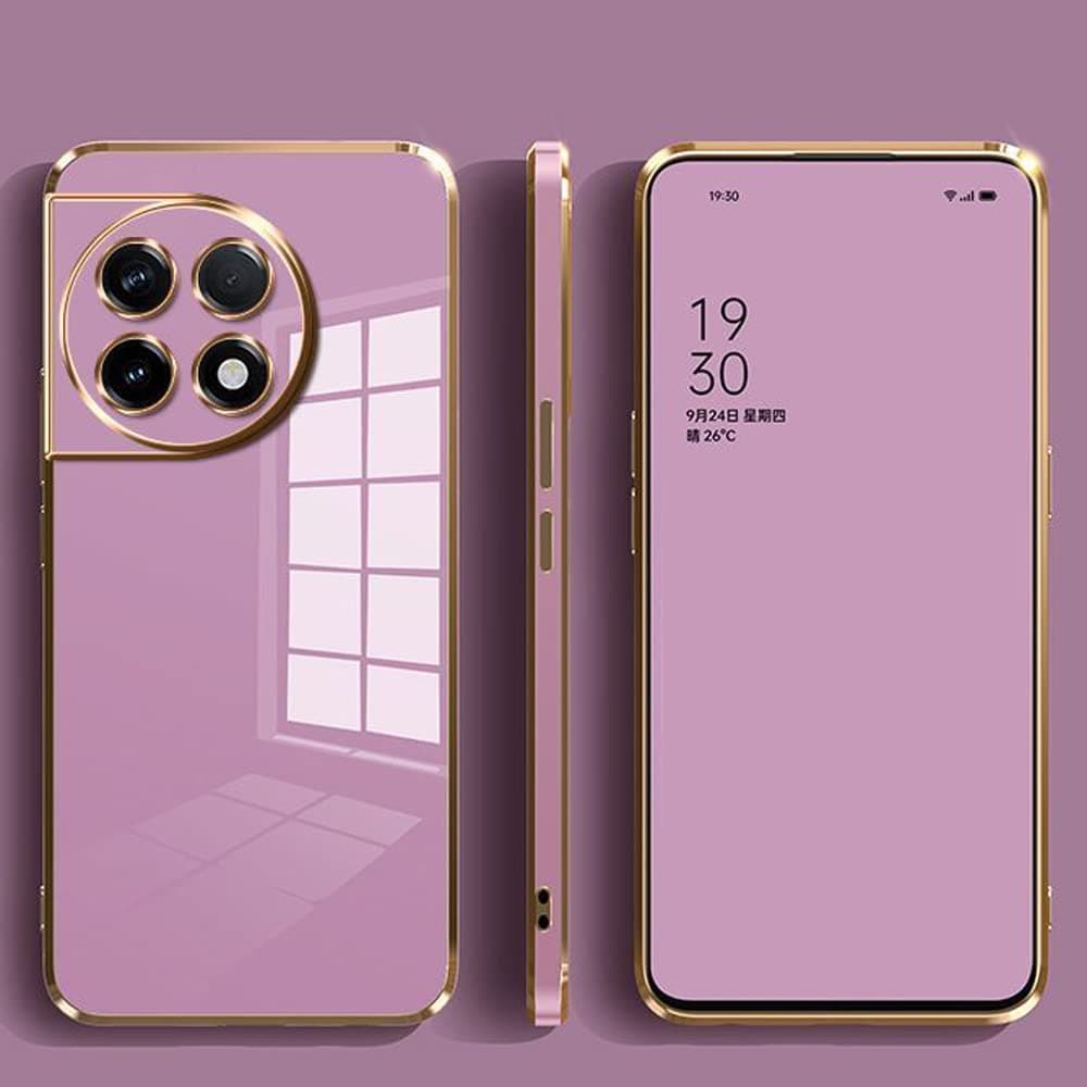 Back Cover for OnePlus 11 5G Luxury Square Plating Case Solid Color Soft Silicone Back Camera Protect Shockproof Case Cover for OnePlus 11 5G (Pink)