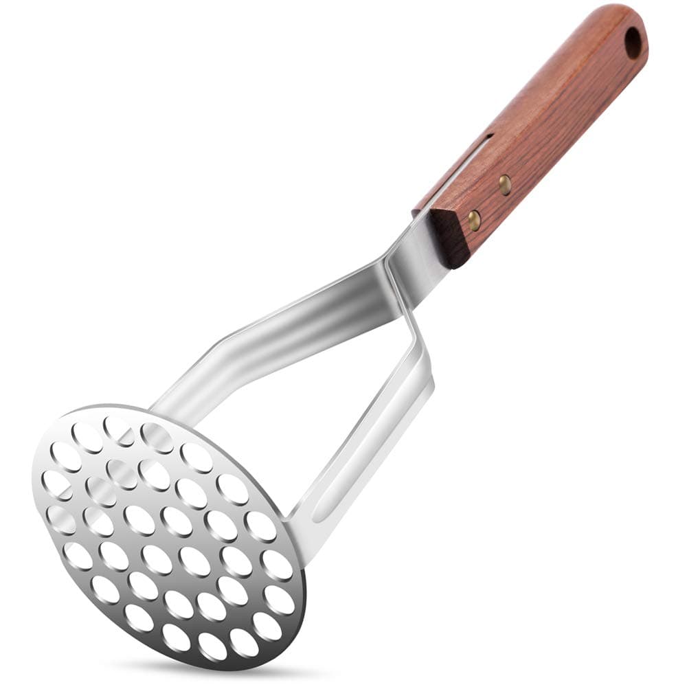 Stainless Steel Potato Masher Kitchen Tool(AUGMENTED MODEL) - Ergonomic Design, Sturdy Construction, Long & Comfortable Grip - Manual Masher by MEAARTEM