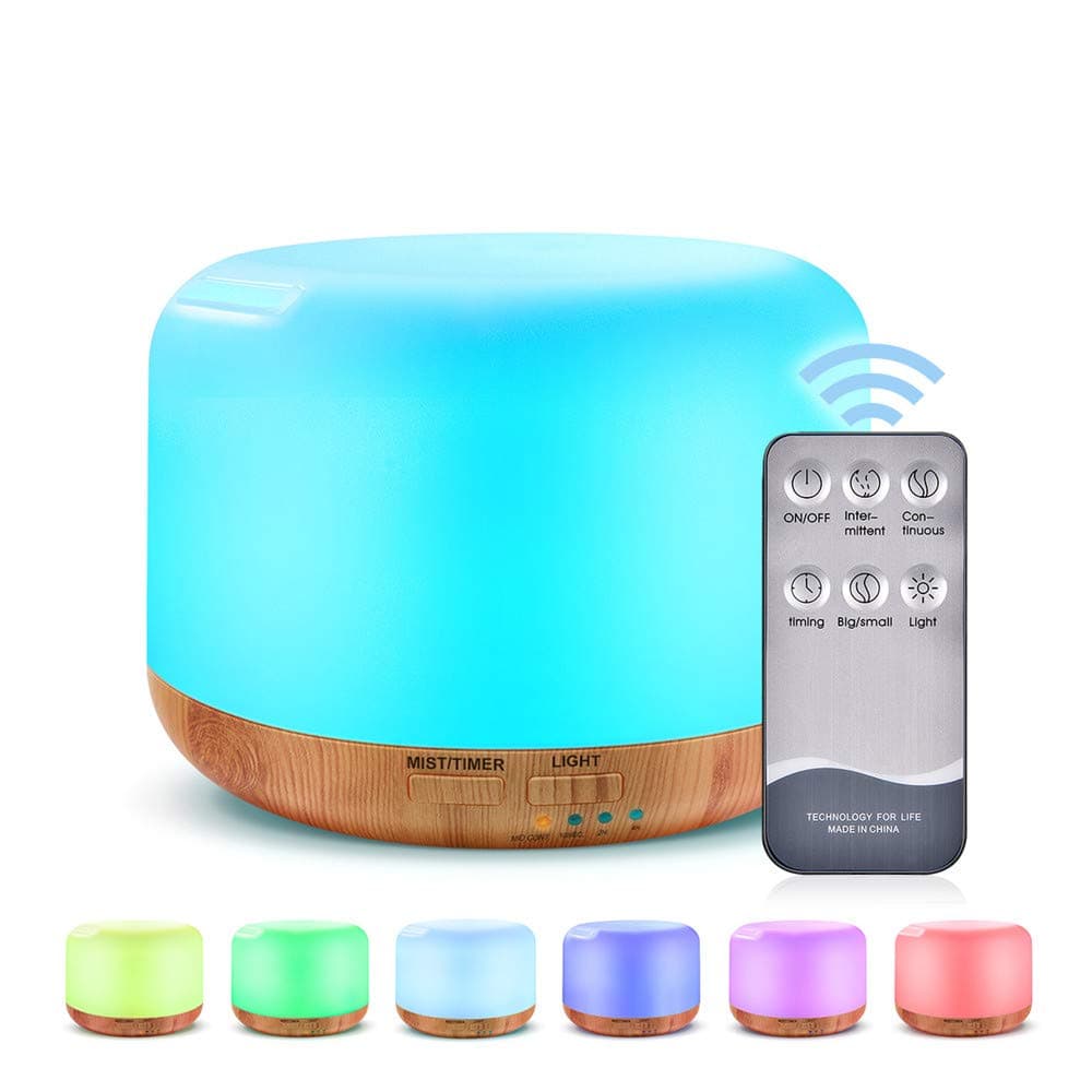 300ML Essential Oil Diffuser,Ultrasonic Humidifier Aromatherapy Diffuser with 7 Colors LED Aromatherapy Lights for Home, Yoga, Office, SPA, Bedroom (300ML) Yellow