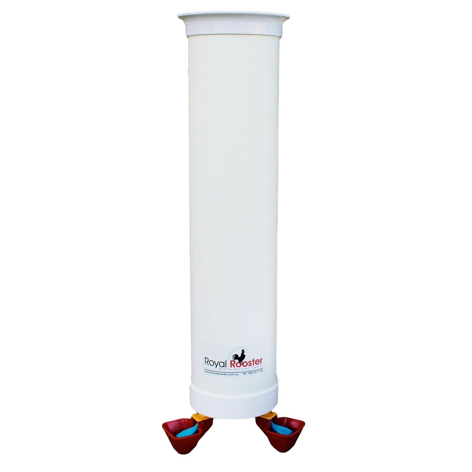 Royal Rooster1 Gallon Automatic Twin Chicken Waterer with 2 gravity-feed valve-operated drinking cups - Indoor and Outdoor Coop Hanging Chicken, Duck and Poultry Water Dispensing System