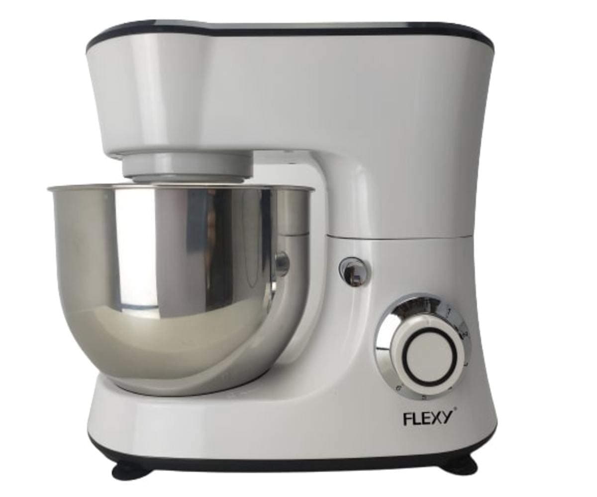 FlexyStand Mixer 4.8L 1000W - 6-Speed with Pulse Function, 3 Aluminum Whisks, Stainless Steel Bowl, Lid & Splash Guard