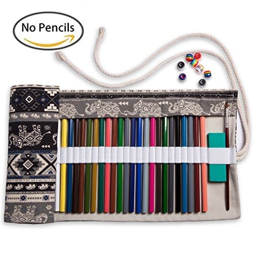 Artify 48 Colored Pencil Roll Up Canvas Wrap Pouch Holder Case| Anti-Pilling Design and Thick Canvas| Environmental-Friendly Material (Pencils are not Included)