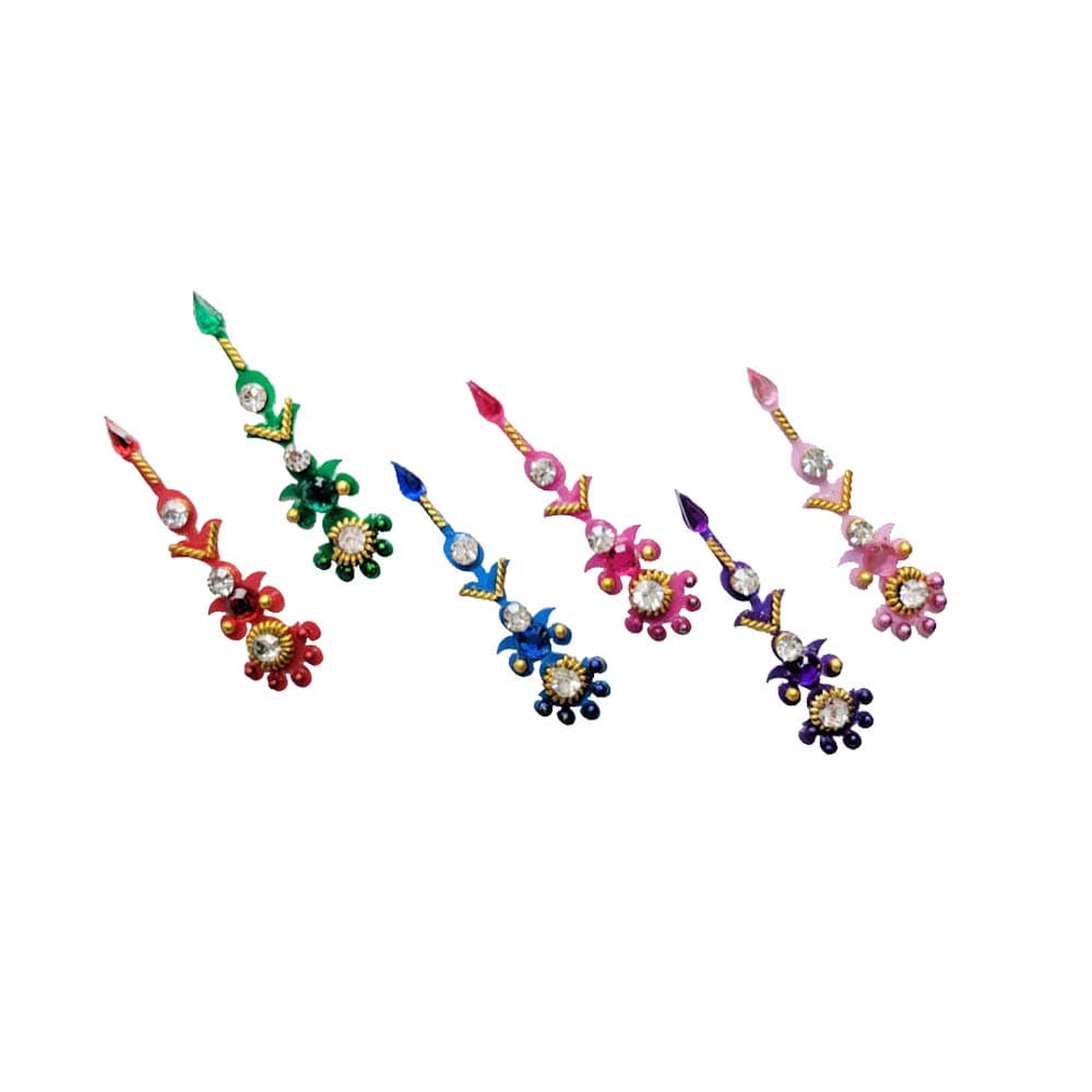 Comet Busters Long Bridal Collection Colorful Bindi With Stone Work For Women (BIN113)(14mm)