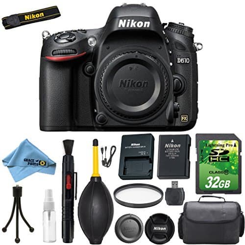 Deluxe Value Bundle Kit For D610 (Body Only) DSLR + 32GB Highspeed SD Card + Deluxe Camera Carry Case + DSLR Maintenance Cleaning Kit