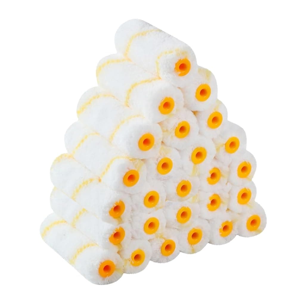Pro Grade Paint Roller Cover Set,Wall Painting Roller Naps for Professional or Home Owners with All Paints and Stains. Paint Roller Covers are for House or Commercial Use. (4" Mini 25Ea)