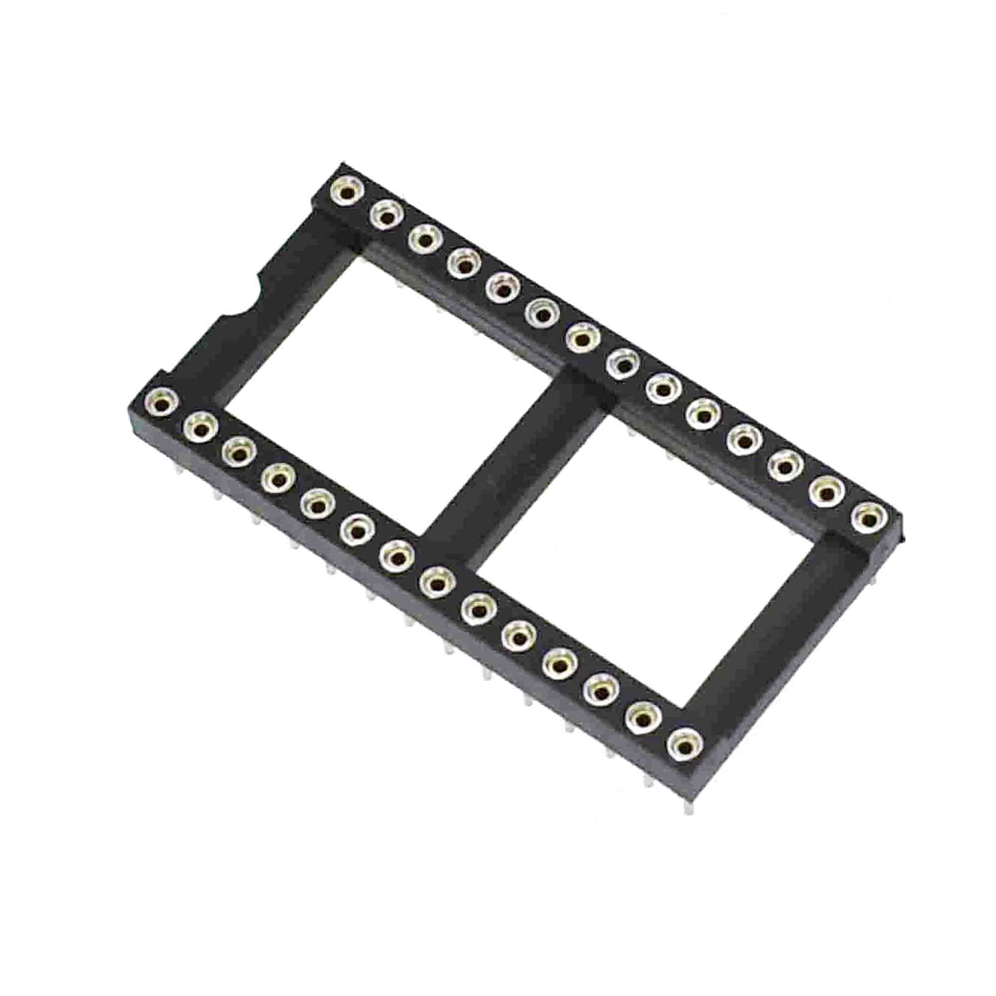 Reland Sun 10Pcs IC Socket Flat Foot Round Hole Direct Plug Single Chip Socket 6P 8P 14P 16P 18P 20P 24P 28P 32P 40P (28P-Round Hole(Wide))