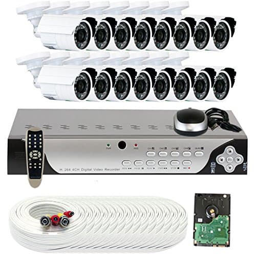 GW Security VD16CH16C85HW 16 Channel DVR Surveillance Security Camera System with 16 x High-Resolution 900TVL Outdoor Cameras and Pre-Installed 2TB HDD