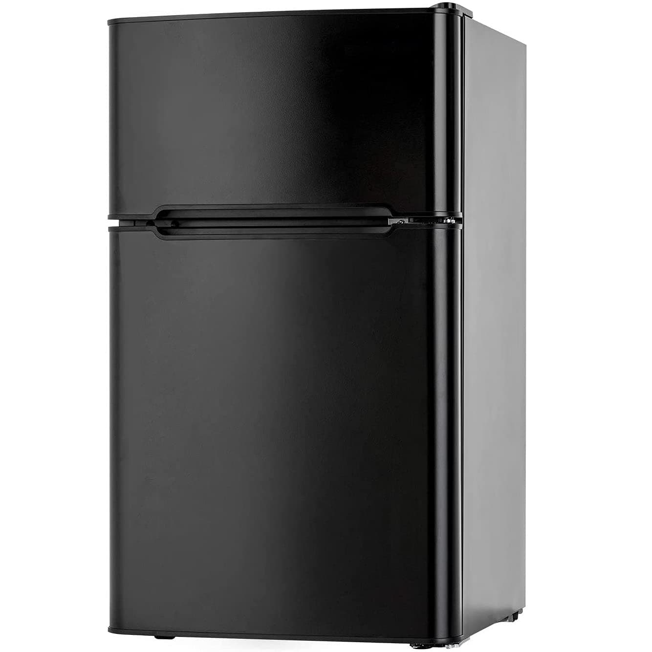 ROVSUN 3.2 Cu.Ft Double Door Small Refrigerator, Mini Fridge with Freezer for Dorm, Bedroom, Garage, Camper, Basement Office, Black