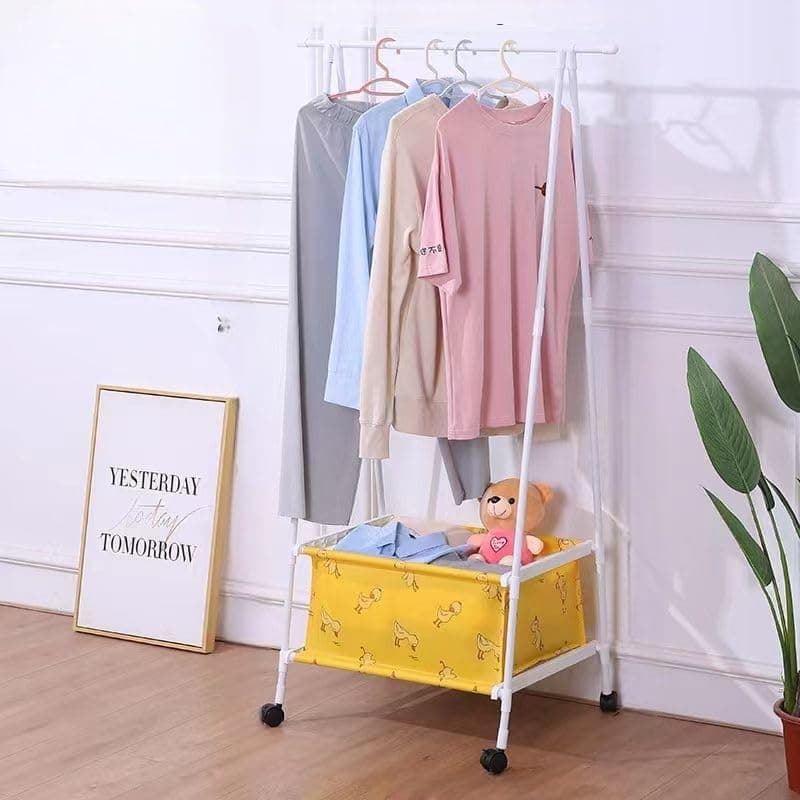 HomeCloud Coat Hanger/Stand/Jacket hat Hanger Multipurpose Clothes Rack Bottom Shelves/ (60x42x55 cm) 1kg(Multi-1) (Yellow)