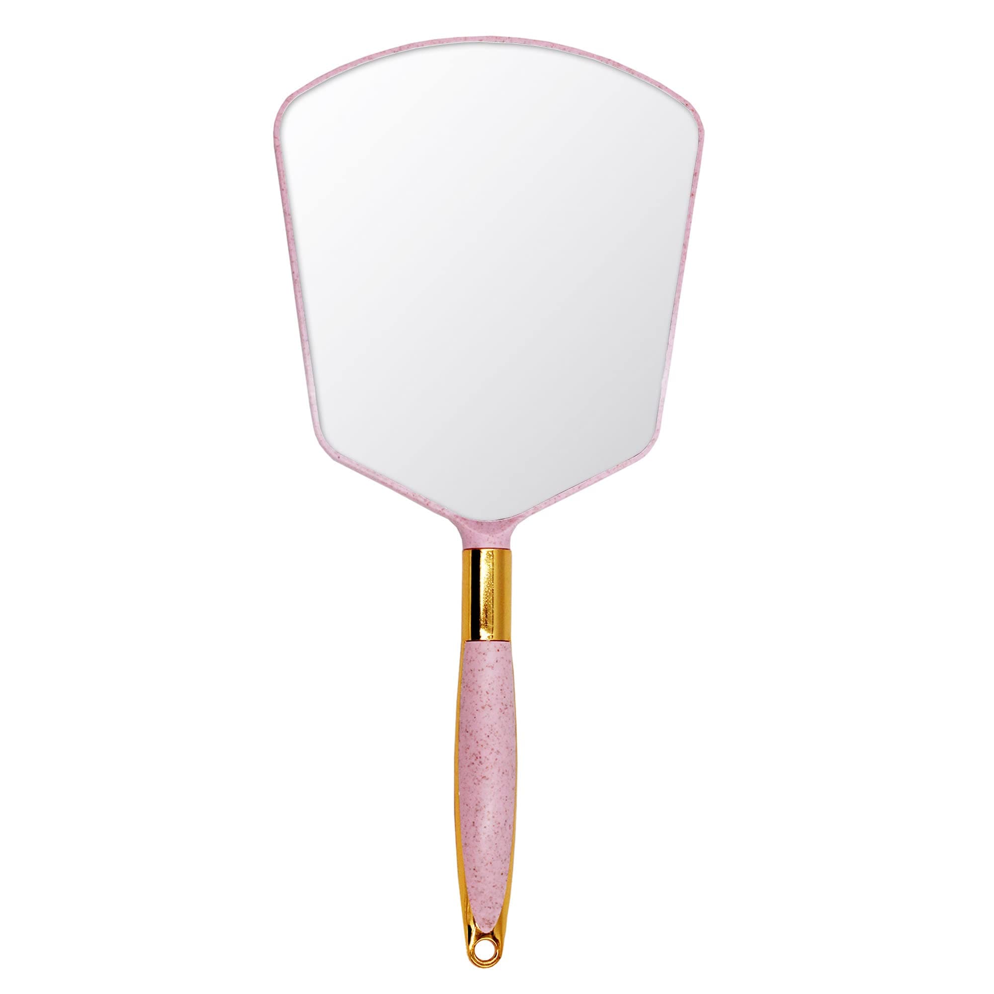 Hand Held Mirror with Handle, with Hook Hole for Bathroom and Bedroom, Barbers Haircut Mirror for Home and Salon (6 W X13 L inchs, Pink)