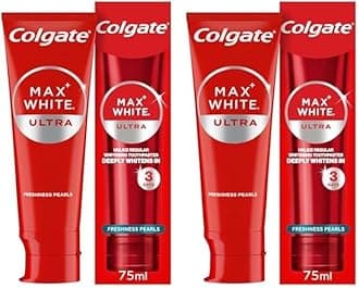 Max White Ultra Freshness Pearls Whitening Toothpaste 75ml - Deeply whitens in just 3 Days - Removes deep-Set Stains - Warming Sensation and Rich Foam - Enamel Safe for Daily use (Pack of 2)