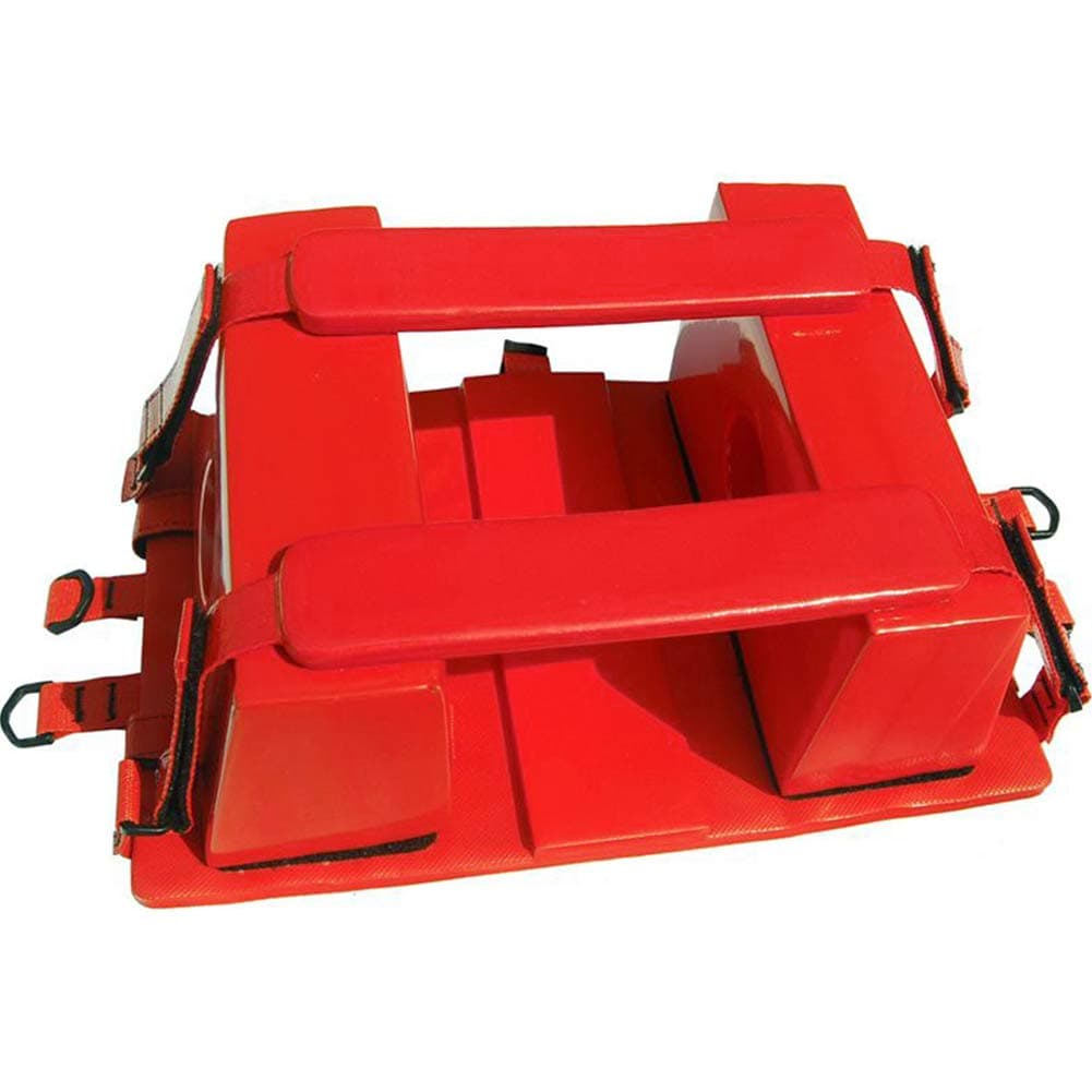 Adjustable Spine Board Head Immobilizer for Backboard Universal Emergency Reusable Rescue Lightweight with Straps - Red