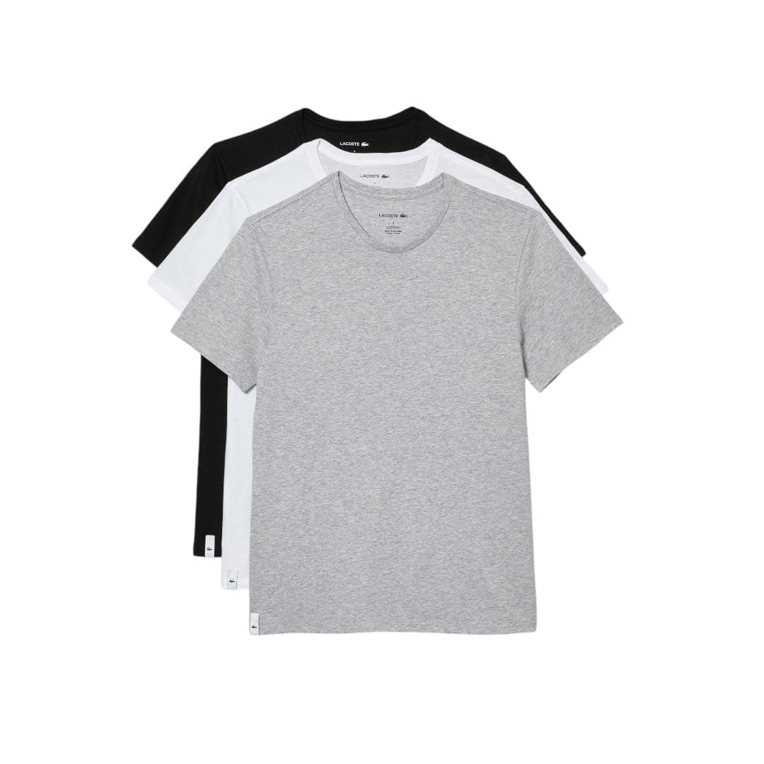 LacosteMen's 100% Cotton Regular Fit Crew Neck Undershirt, 3-Pack