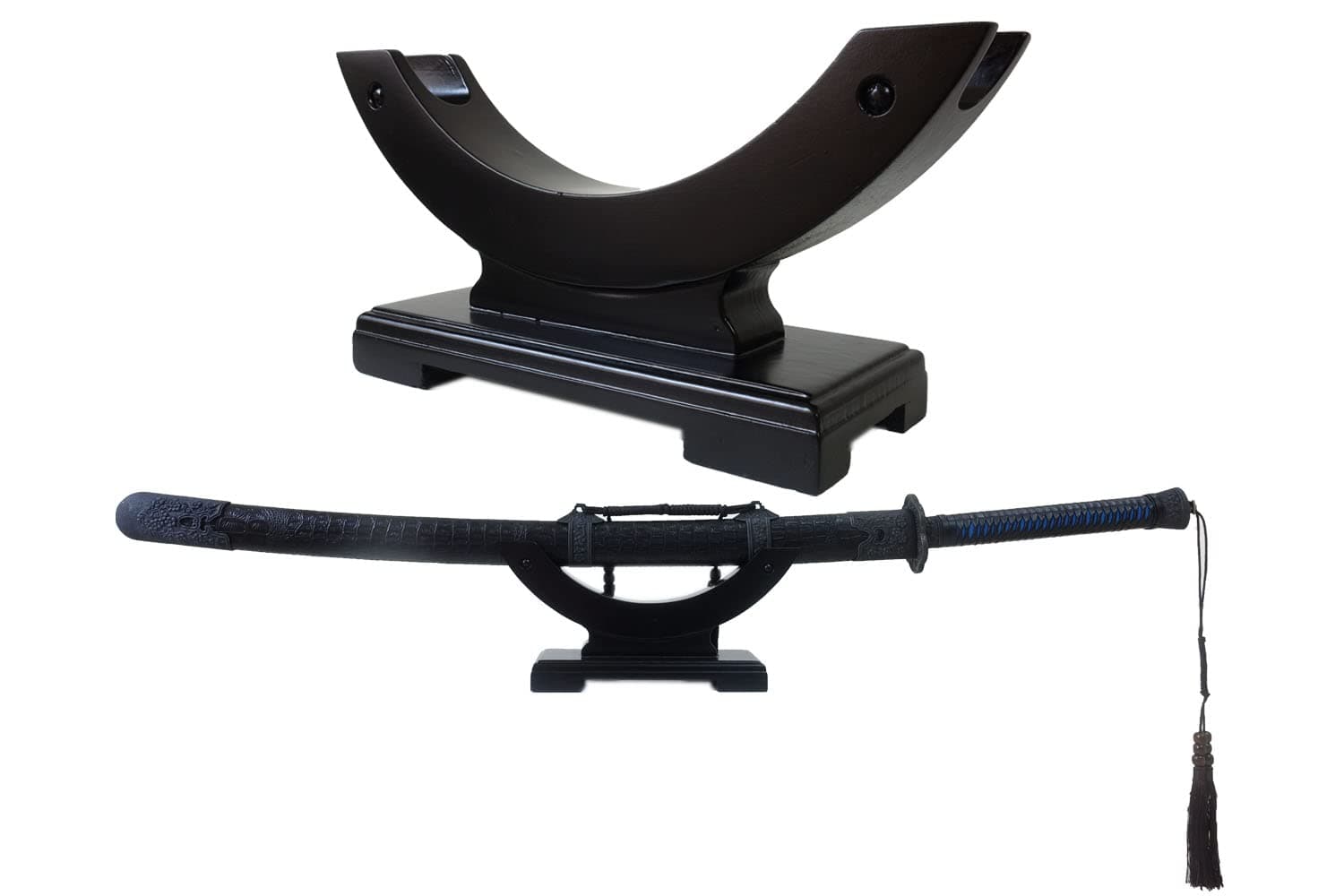 Solid Wood One-Layer Desktop Samurai Sword Hanger Display Holder, for Katana, Wakizashi, Tanto Sword Weapon Rack