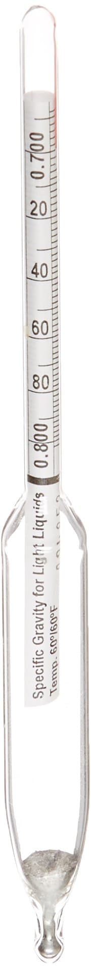 Chase Instrument1900 Light Liquid Specific Gravity Hydrometer, 0.700-0.800mm Graduation Range, 0.002mm Interval