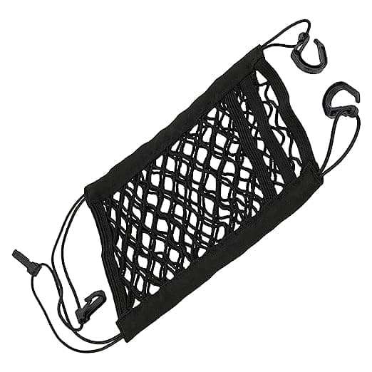 EKANTIK Car Mesh Organizer 3 Layer Seat Back Net Bag Barrier for Pet Kids Tissue Purse Holder Pouch Elastic Net Between Seats Center Accessories Storage (Pack of 1, Black)