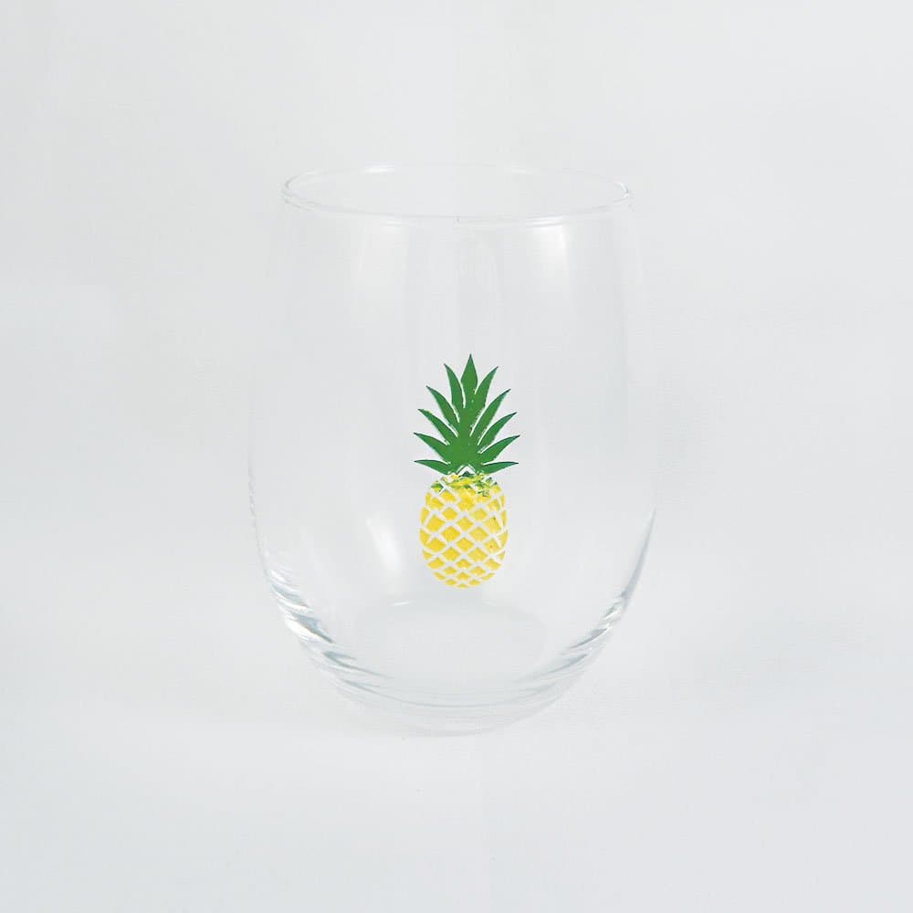 Engraved Pineapple Stemless Wine Glass (Traditional Blend)
