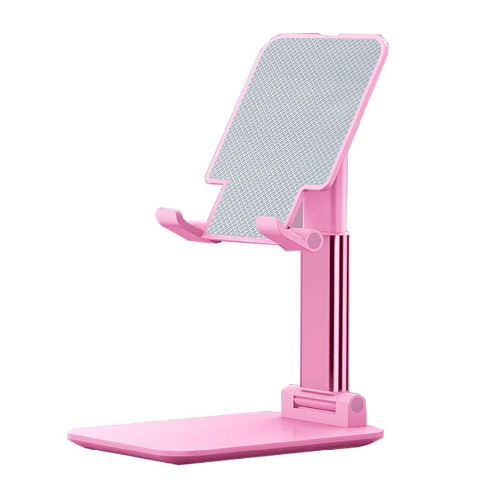 Phone Stand, Angle Height Adjustable Cell Phone Holder with Silicon Pad for Desk Fully Forldable Mobile Phone Holder Compatible with All Mobile Phones, MT-6, (Pink)
