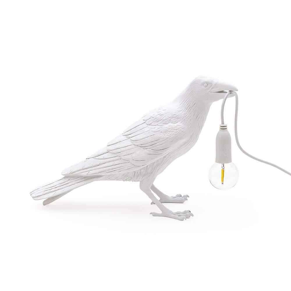 SELETTIBird Lamp Waiting table lamp white crow
