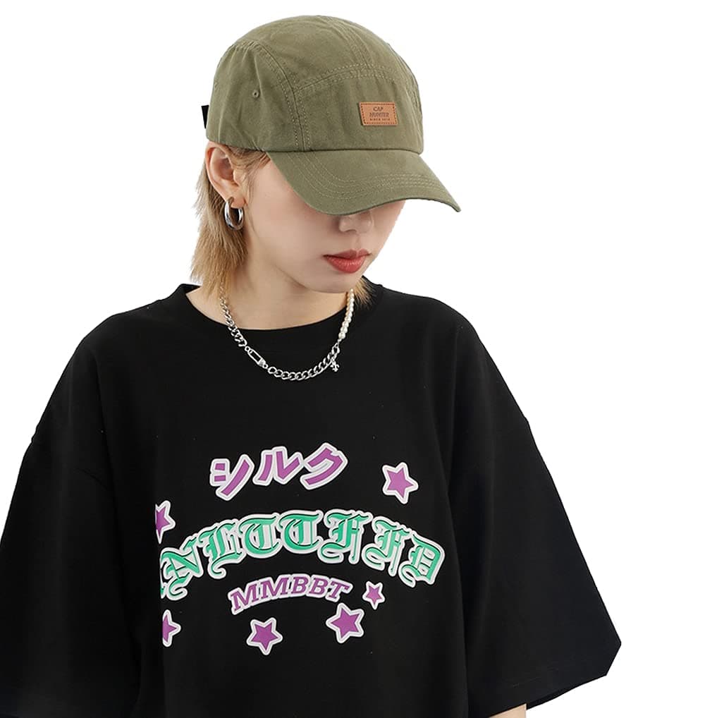 ClapeFlat Top Baseball Cap Cotton Dad Hat 5 Panel Curved Brim Unstructured Hat