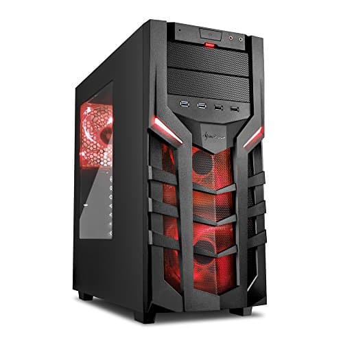 SHARKOON DG7000 RED Mid Tower Case with Easy Connectivity - Black