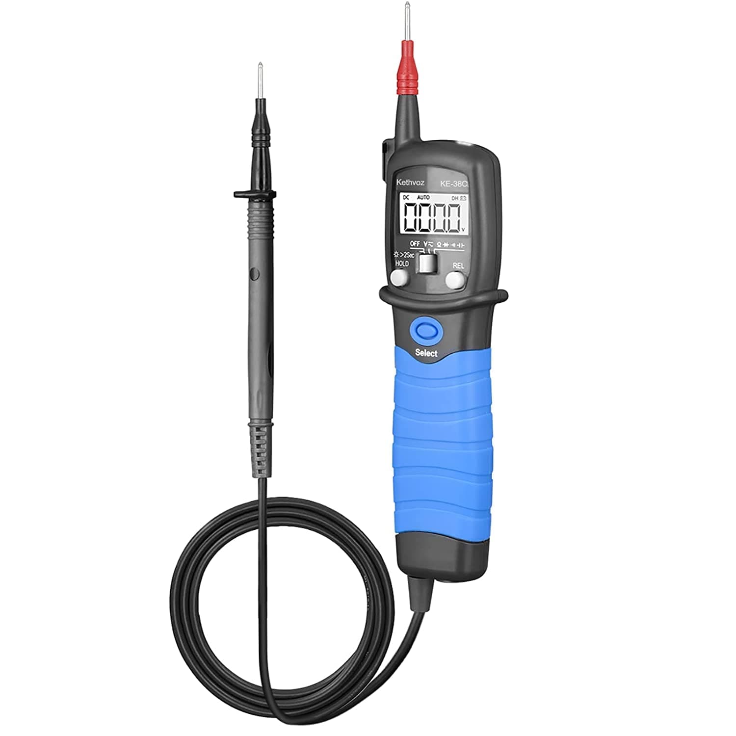 Digital Pocket Multimeter Auto Ranging Multi Meter Electric Probe Tester Kit, Kethvoz 38C Pen-type Voltage Resistance Capacitance Continuity Diode Tester with Buzzer Backlit LCD Screen and Torch