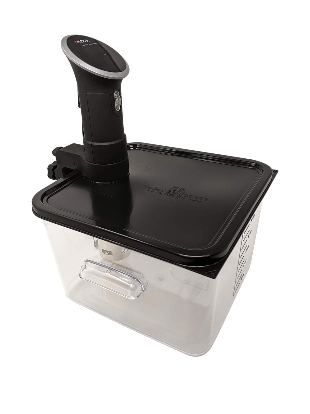 Cellar Made Easy-Open Sous Vide Lid for Anova Cookers use with 12, 18 or 22 Quart Rubbermaid Containers (Black)