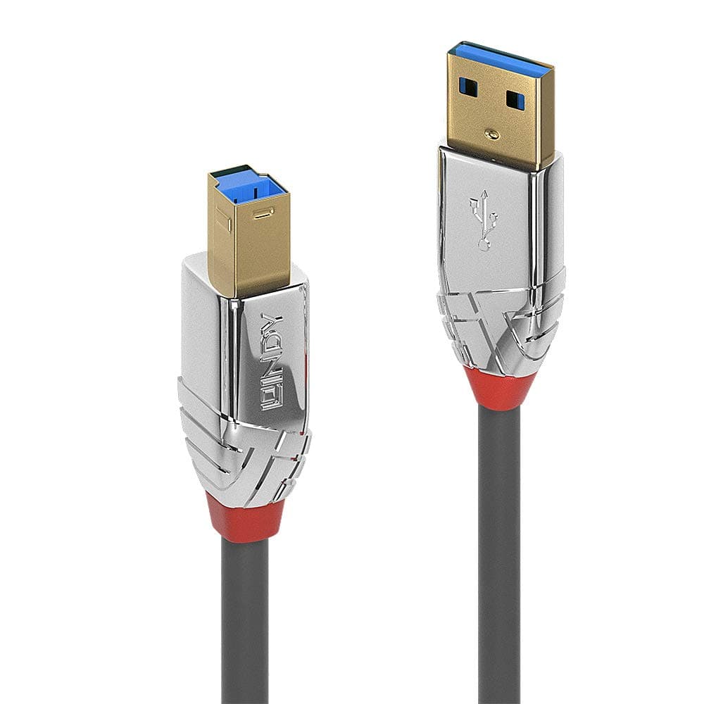 Lindy 2m USB B 3.0 Cable, USB-A Male to USB-B 3.0 Male Type B, Monitor, for External Hard Drive, Scanner, Printer, Cromo Line