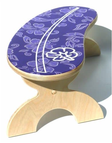 Fabric Inlay Surfboard Step Stool, Lavender Luau