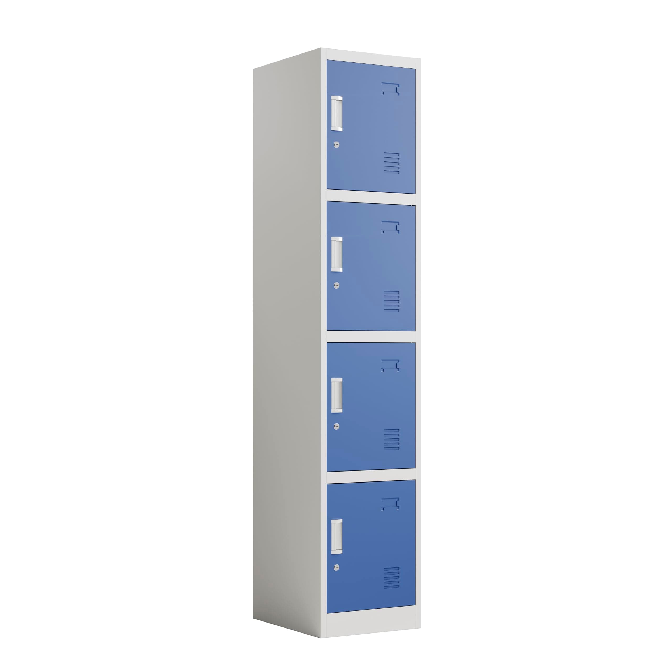 Racking Solutions 4 Door Metal Storage Lockers, Blue & Grey Steel Lockable Un...