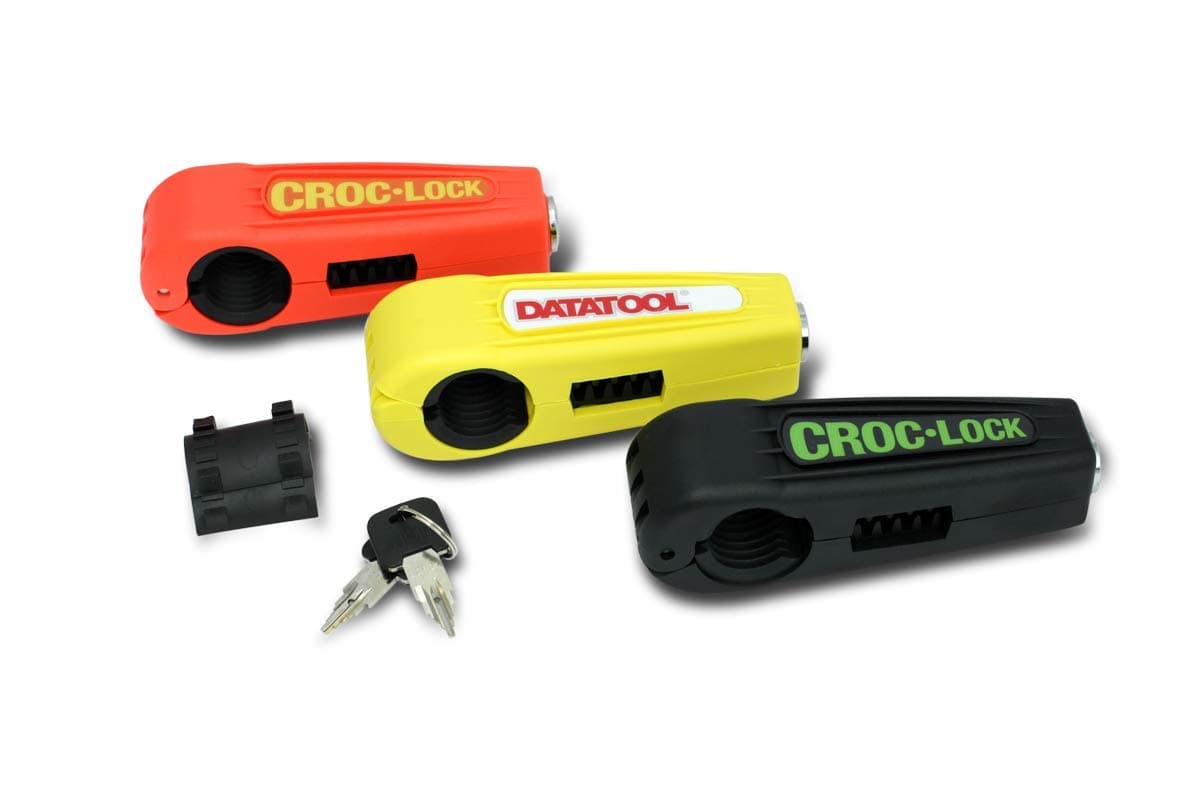 DATATOOL CROC-LOCK MOTORCYCLE YELLOW HANDLEBAR THROTTLE GRIP LOCK SECURITY BLACK