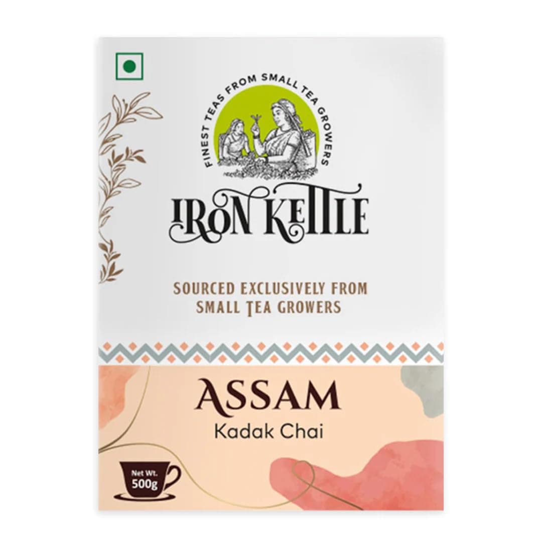 Iron Kettle Assam Kadak Chai 500g | Second Flush Black Tea with Rich Malty Flavor | 72% Fine Leaf Count | Sourced from Small Growers in Assam