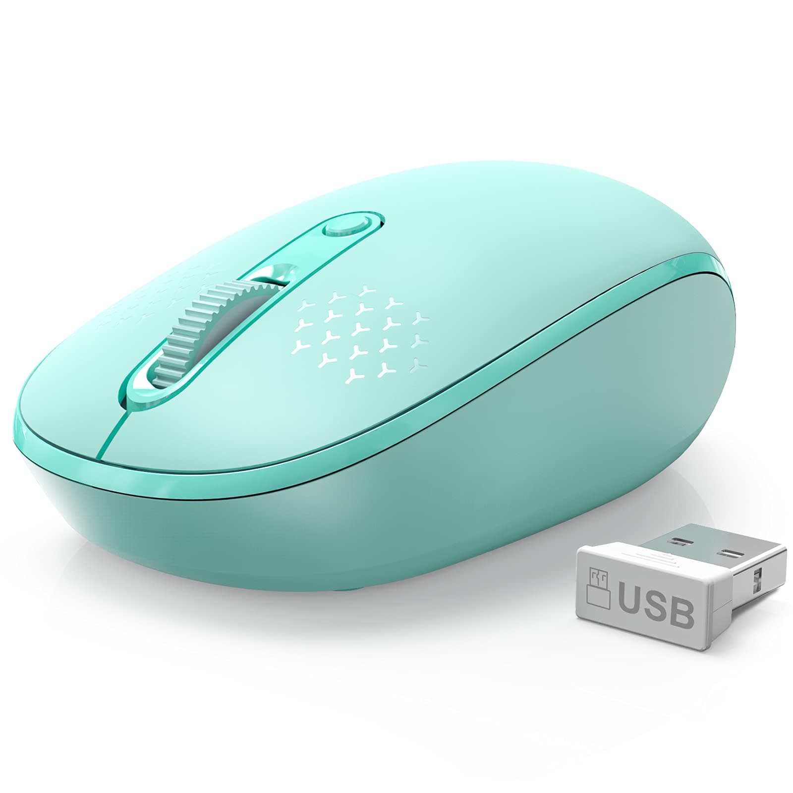 Wireless Mouse, RATEL 2.4G Ergonomic Computer Mouse for Laptop with USB Receiver, Portable Cordless Mice with 3 Adjustable DPI Levels for Windows, PC, Chromebook, MacBook, Linux(Mint Green)