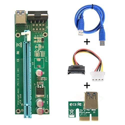 PCI-E Express 1x to 16x Mining Dedicated Graphics Card Extension Cable Adapter, Extender Riser Card Adapter with USB 3.0 SATA 15 Pin Power Cable