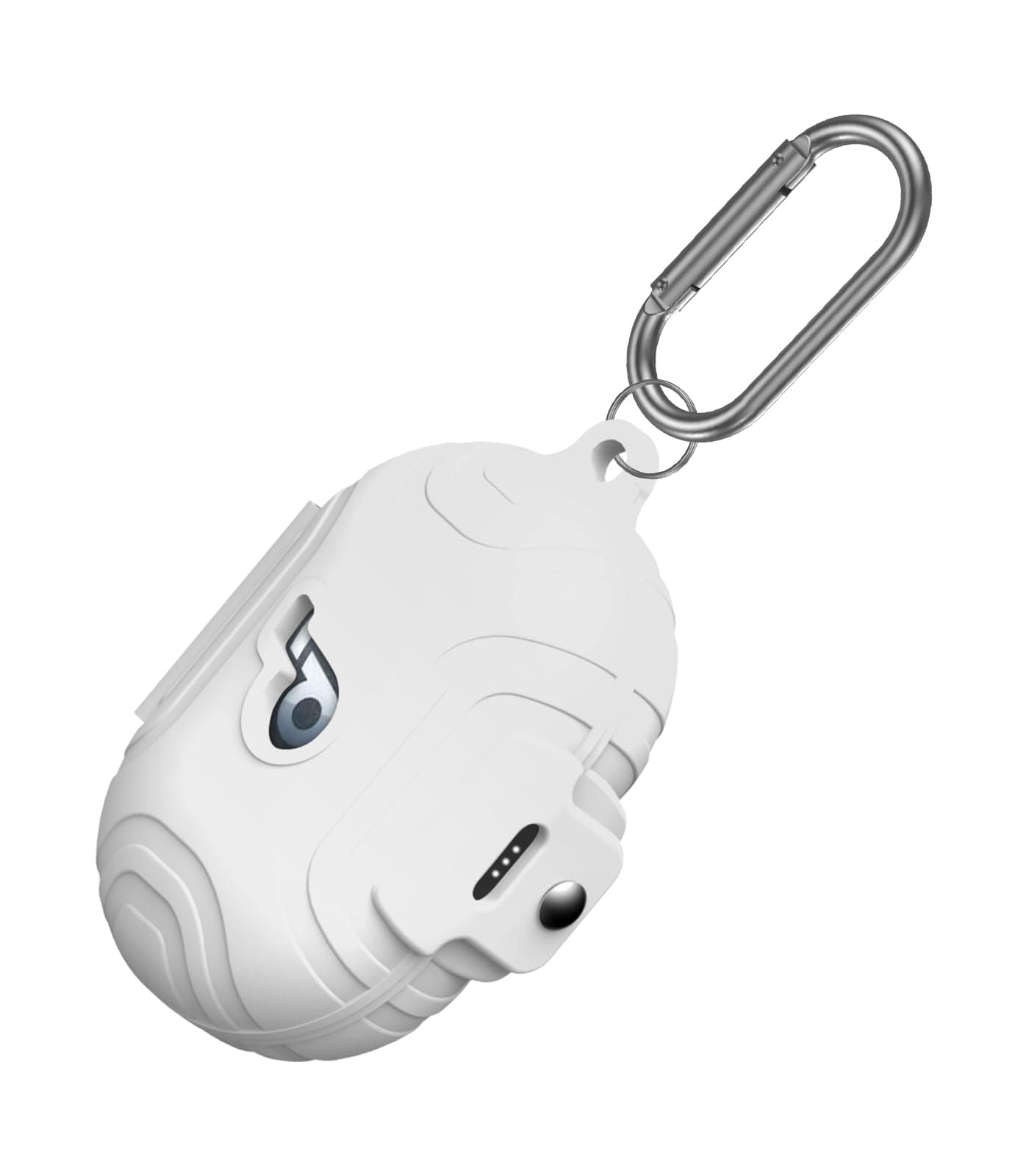 for Anker Soundcore Space A40 Secure Lock Case Cover, Silicone Protective Scratch Shock Cover ONLY Compatible with Anker Soundcore Space A40 Earbuds Charging Case with Carabiner(White)