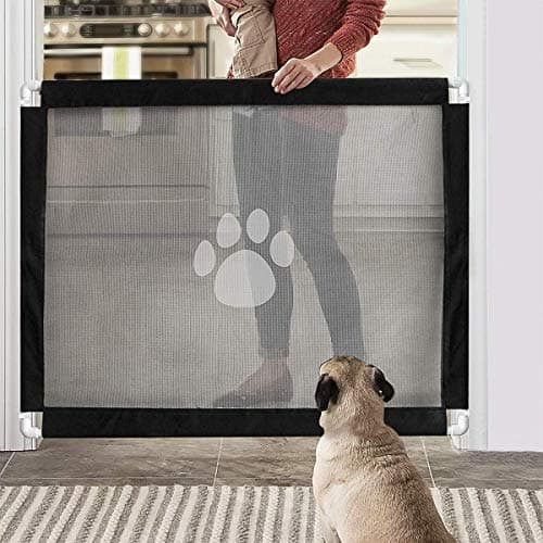 Magic Gate for Dogs Cat Portable Folding Safe Guard for Pet House Indoor Use Baby Safety Fence High Density Mesh Gate for Dog