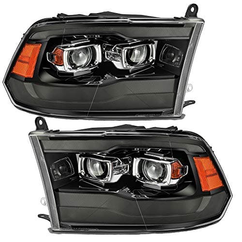 SPPC For 2009-2018 Dodge Ram Smoke Black Switchback Projector Headlights Replacement Headlamps w/LED DRL
