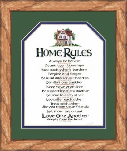 Home Rules Scripture Based Framed Art 11" X 13"