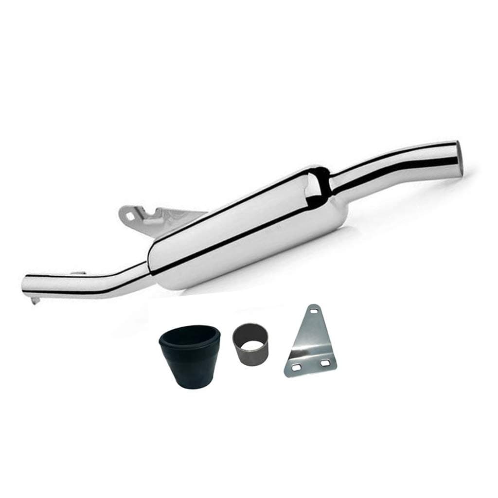 Bike Angular Empty Free Flow Bullet Exhaust Silencer Chrome with Zed Clamp Bush for RE Classic Battle Green 350