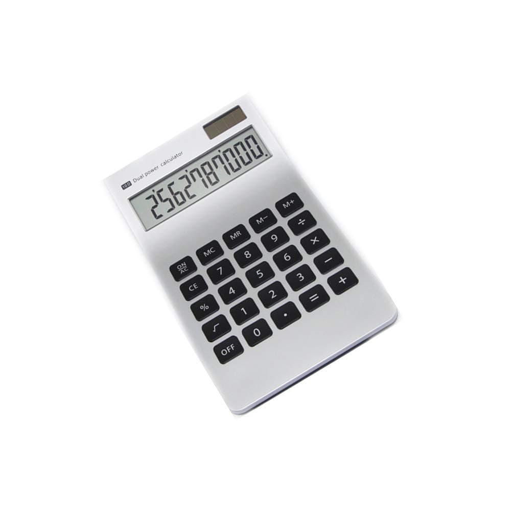 【Letitfly】 Calculator, Slim Elegant Design, Office/Home Electronics, Dual Powered Desktop Calculator, Solar Power, 10 Digits, Tilted LCD Display, Stable Design, Color-Silver (NewSilver)