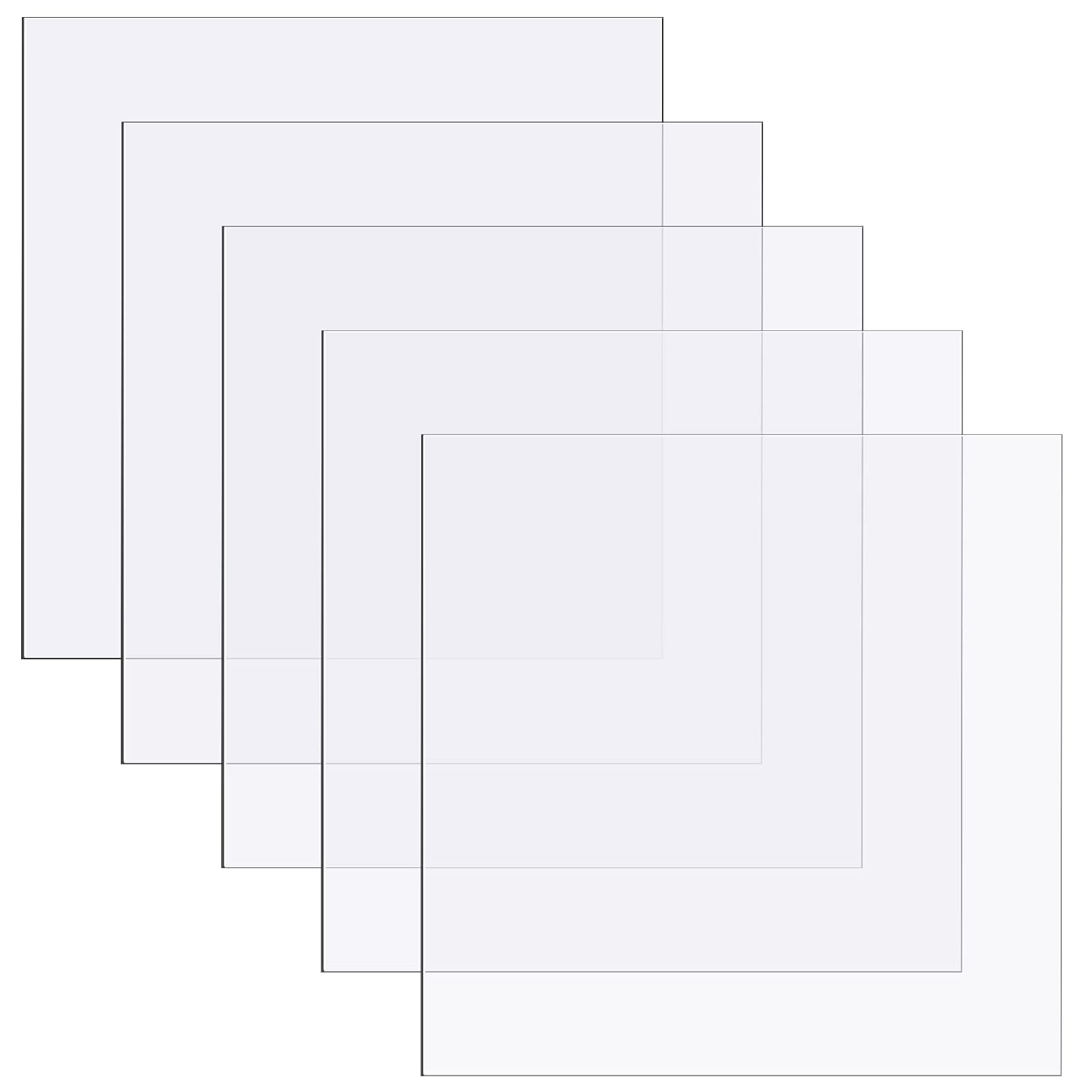 Zonon 5 Pcs Clear Polycarbonate Sheets 12 x 12 x 0.02 Inch Thin Plastic Sheet Resistant Plastic Panel Polycarbonate Board with Protective Paper for DIY Document Picture Frames Easy to Cut Bend Mold