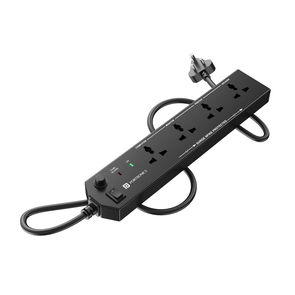 Power Plate 10 Extension Board with 4 Universal Sockets, 3 Meter Long Cord, 1500 Watts, 6 Amp Multi Plug for Office & Home Appliances (Black)