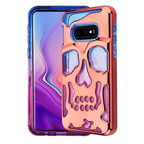 Phonelicious Samsung Galaxy S10 Plus Case Skull Series Dual Layer [Shockproof] Hybrid Hard Phone Cover Compatible with S10+ (Rose Gold/Blue)