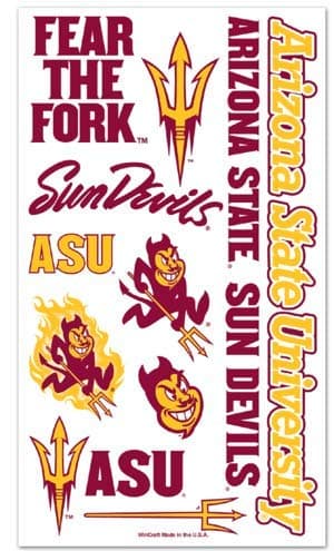 NCAA Arizona State University Sun Devils Temporary Tattoos Sheet (10 per)