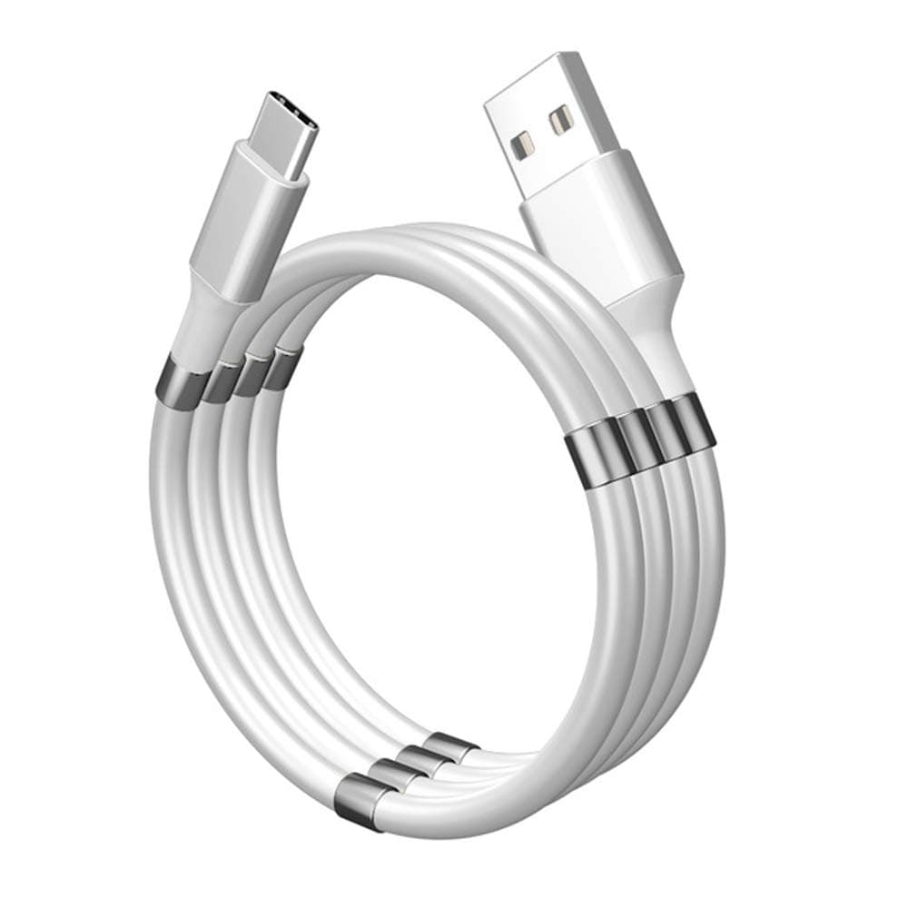 LaugweyMagnetic Absorption Data Cable,Portable Self Winding Magic Rope Fast Charging Data Cable for Android/Type C/i-Products,Automatically Retractable Magic Rope Data Cable 6Ft Length