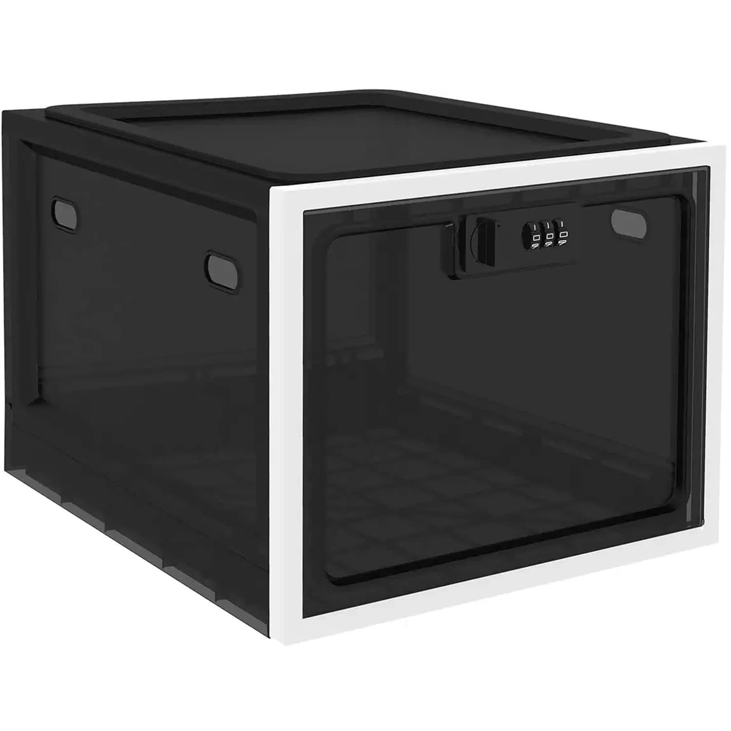 Medicine Lock Box with Combination Lock, Large Medication Lock Box with Code, Locked Refrigerator Box for Food, Snack, Tablet Storage Locker, Cell Phone Jail Classroom, Family (Black)